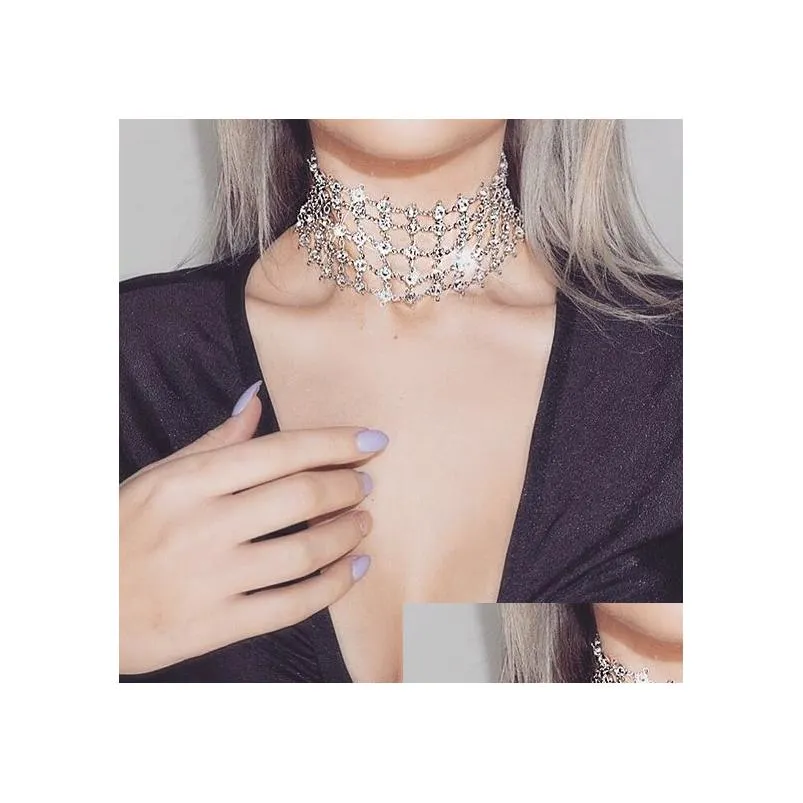 Chokers idealway mode ny guld sier pläterad kedja tofs crystal halsband för kvinnor fest smycken droppleverans smycken halsband pe dhdjy