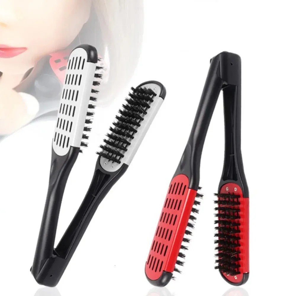 Hårborstar 1pc Professional V Type Hair Rätt Comb Anti-Static Hair Brush Double Brushes Hairdressing Comb Hushåll Styling Tools 231218