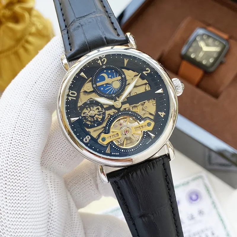 Orologi da polso Pate per 2023 Orologi da uomo Due aghi Meccanico automatico Wastch Alta qualità Top Luxury Brand Cinturino in pelle Fase luna Regalo di moda Tipo di Ginevra