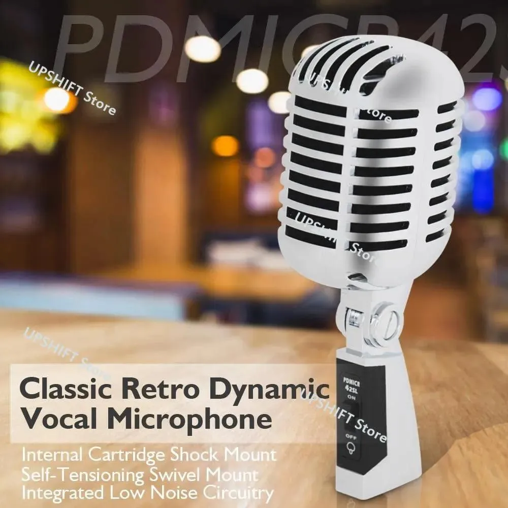 Microphones 55SH II Microphone vocal dynamique rétro classique, vieux micro swing en métal cardioïde unidirectionnel vintage, support universel compatible