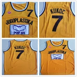 NCAA College Jugoplastika Yugoslavia European #7 Jersey Yellow Mens Ed Toni Kukoc Basketball Jerseys Shirts S-XXL