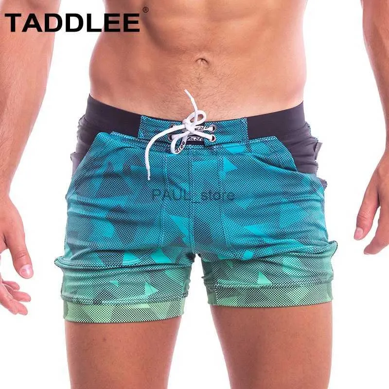 Shorts pour hommes Taddlee marque Sexy hommes maillots de bain maillots de bain maillot de bain Boxer Bikini conseil Shorts longues poches gays surf troncs maillots de bain L231218