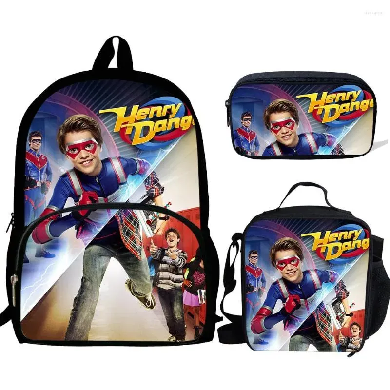 School Bags Mochila Henry Danger Print Backpack For Boys Girls Kids Pattern BookBag Bag Pack202J