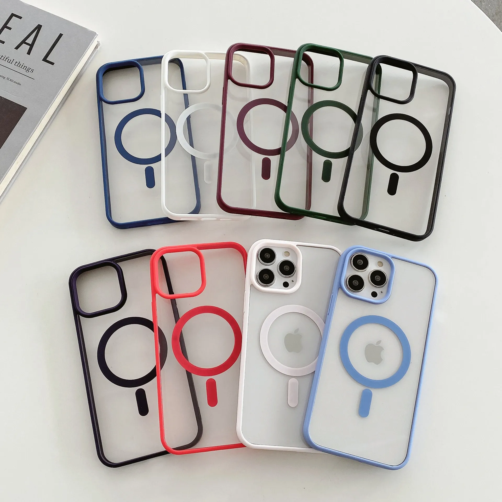 Helder acryl magnetische beschermende telefoonhoesjes voor iPhone 15 14 11 13 12 11 Pro Max Terug Transparant PC Cover Paar Case 100 stuks