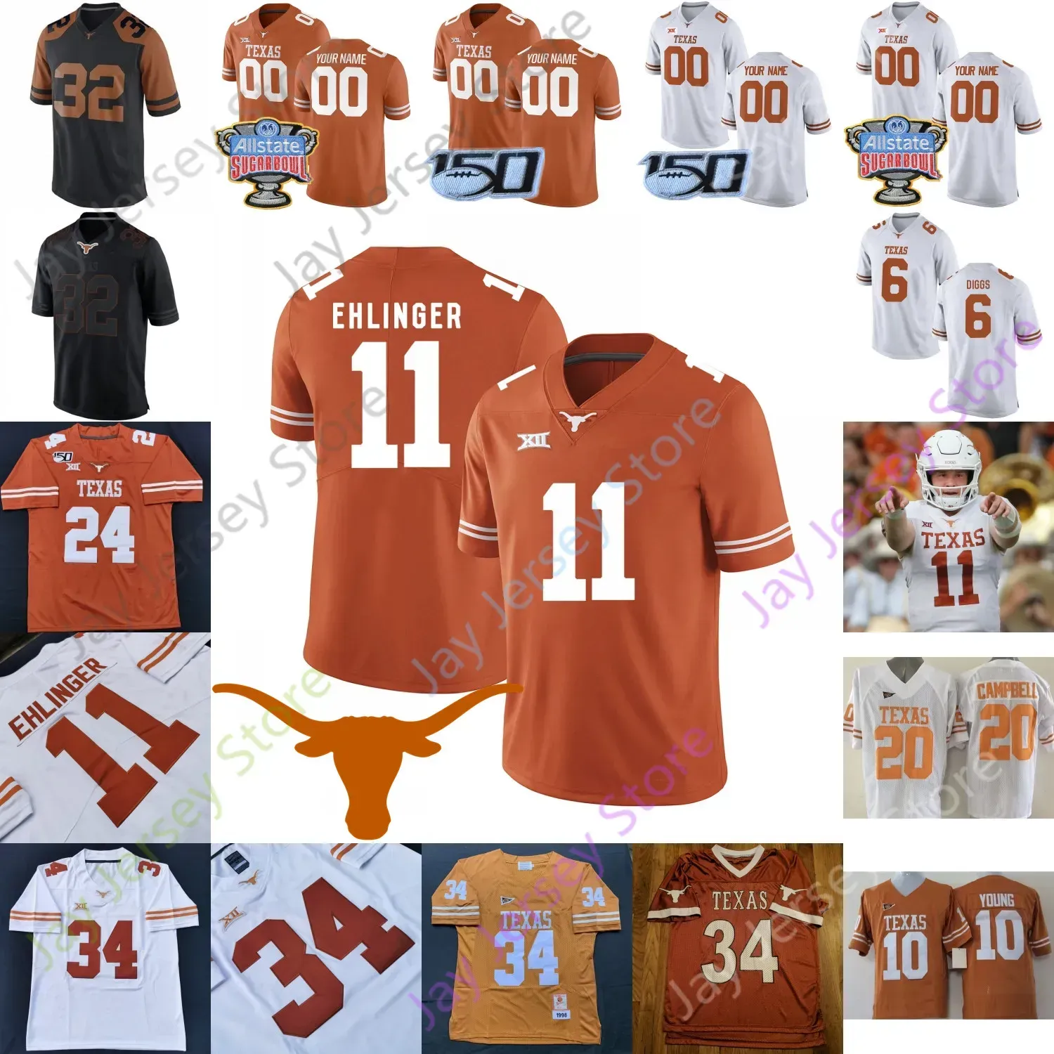 Custom Texas Longhorns Football Jersey NCAA College Bijan Robinson Whittington Joshua Moore Tarik Black Brenden Schooler Marcus Tillman Jr.