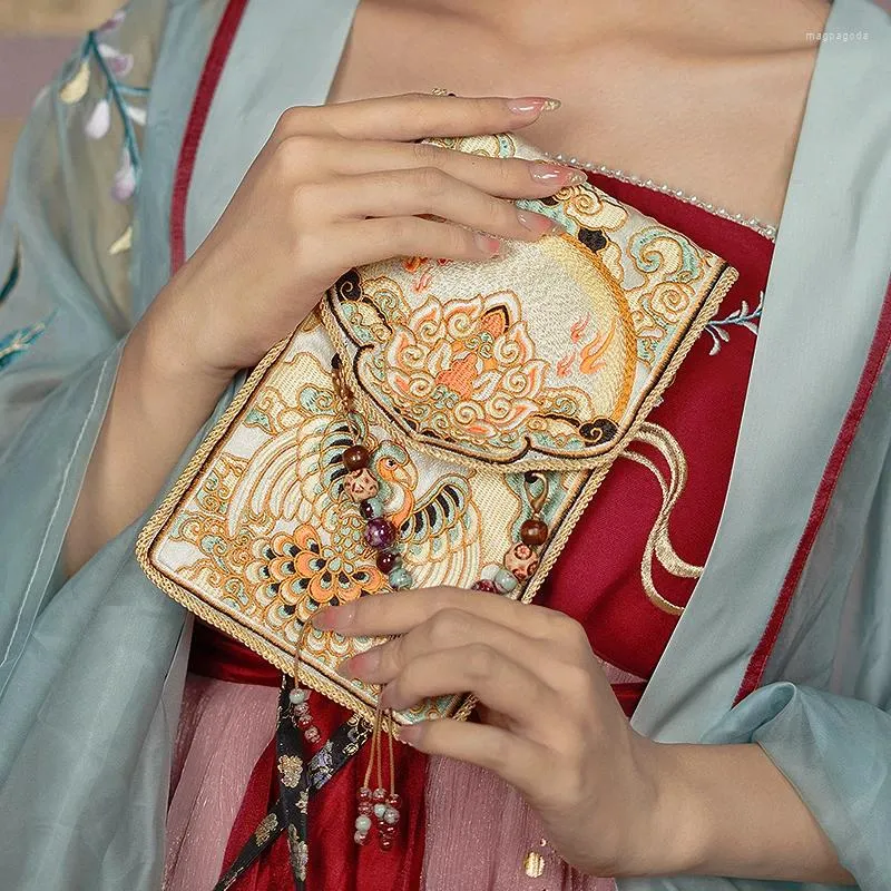 Etnische kleding Chinese traditionele Hanfu portemonnee meisjes draagtas vrouwen borduurwerk bloemen portemonnee emmer handtas retro dagelijks veelzijdig