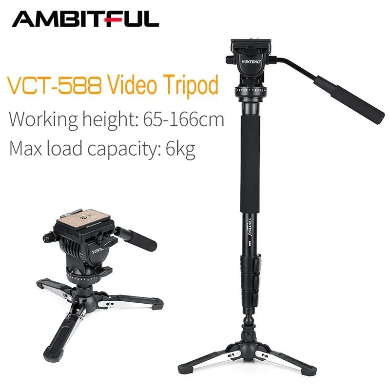 Аксессуары Yunteng VCT588 TPEROD MONOPOD Extendable Telecoping с съемной подставкой для штатива базовый перетаскивание жидкости для камеры камеры