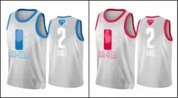 Charlotte''Hornets''Men Lamelo Ball 2022''All-Star Jersey Grey Blue Red 75th Patch Uniform Basketball Jerseys
