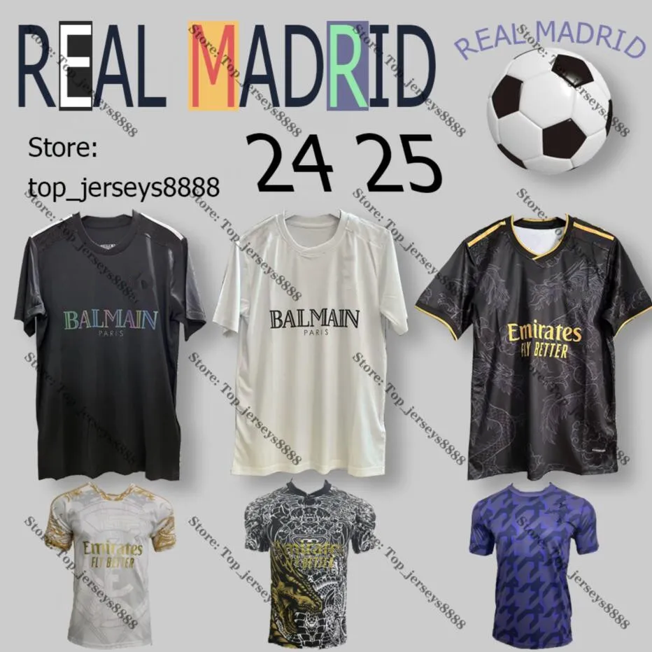 24 25マドリッドトレーニングシャツCAMISETA 8th Champions Football Jersey 23 24 Special Edition China Dragon Real Madrids Belingham Football Jersey Multial Club Shirts