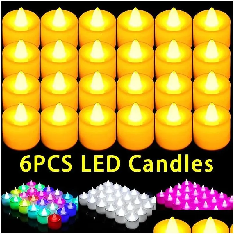 Kaarsen 6 sticks led met batterijen kleur batterij drive thee licht nep kaarslichten bruiloft verjaardag het feest huishouden 2 huishoudelijke huis dhjrz