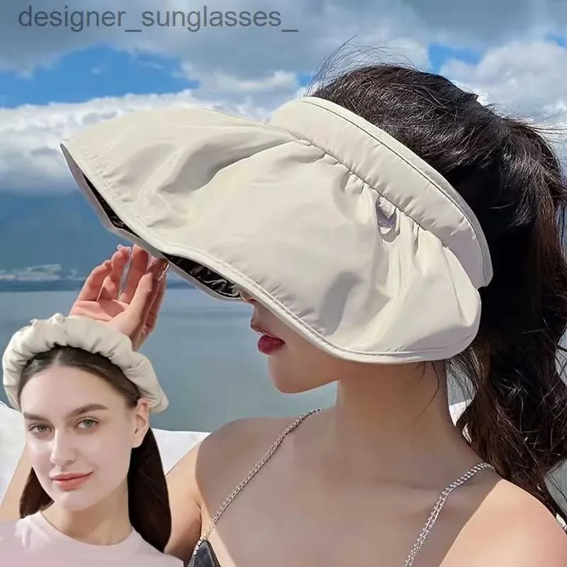 Visors 2023 New Wide Brim Sun Hats Visor Foldable Picnic Beach UV Protection Scallop C For Outdoor Women's Hat CsL231219