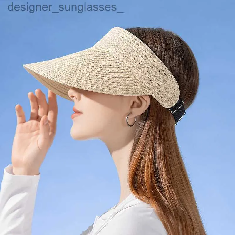 Visor Spring and Summer Women's Outdoor Sunshade Str Hat Fashion Empty Top Duck Tongue Hat Big Brim C G37L231219