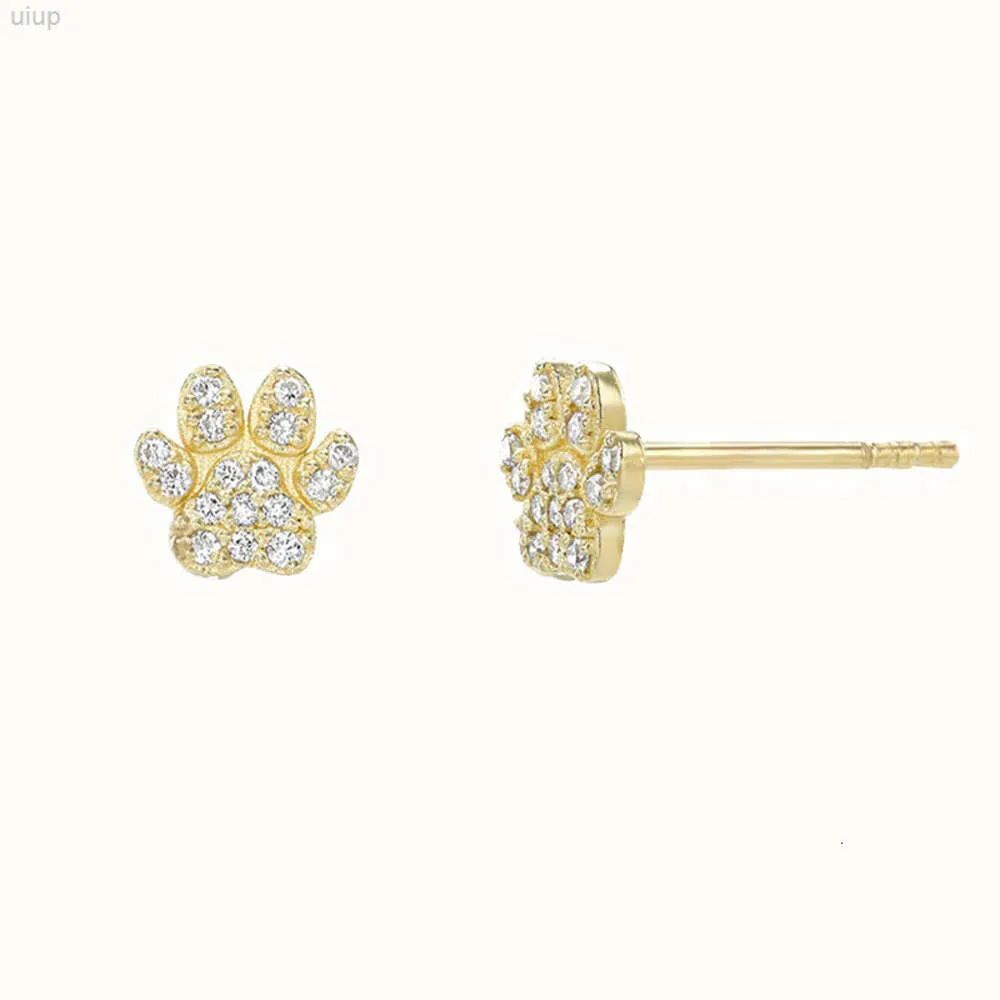 Fashion Dainty Cz Diamond Tiny Paw Print Stud Earring Jewelry Ladies 18k Gold Plated 925 Sterling Silver Earrings