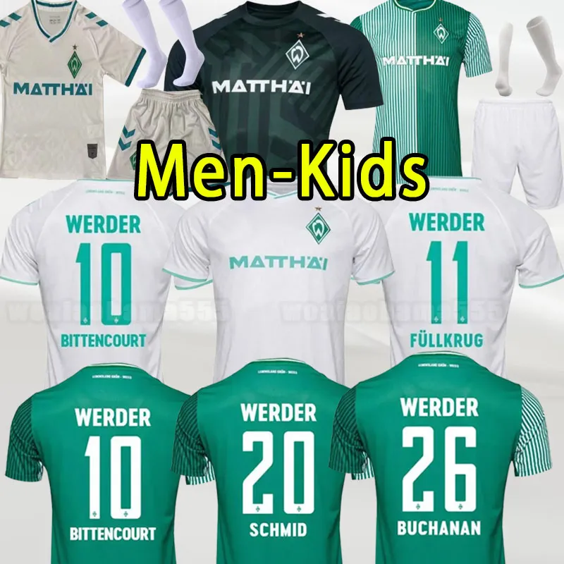 2023 2024 Werder Brême Troisième maillots de football Marvin Ducksch Leonardo Bittencourt NOIR VERT 23/24 FRIEDL PIEPER Maillot de football TOP Kits chaussettes Ensembles complets HOME AWAY