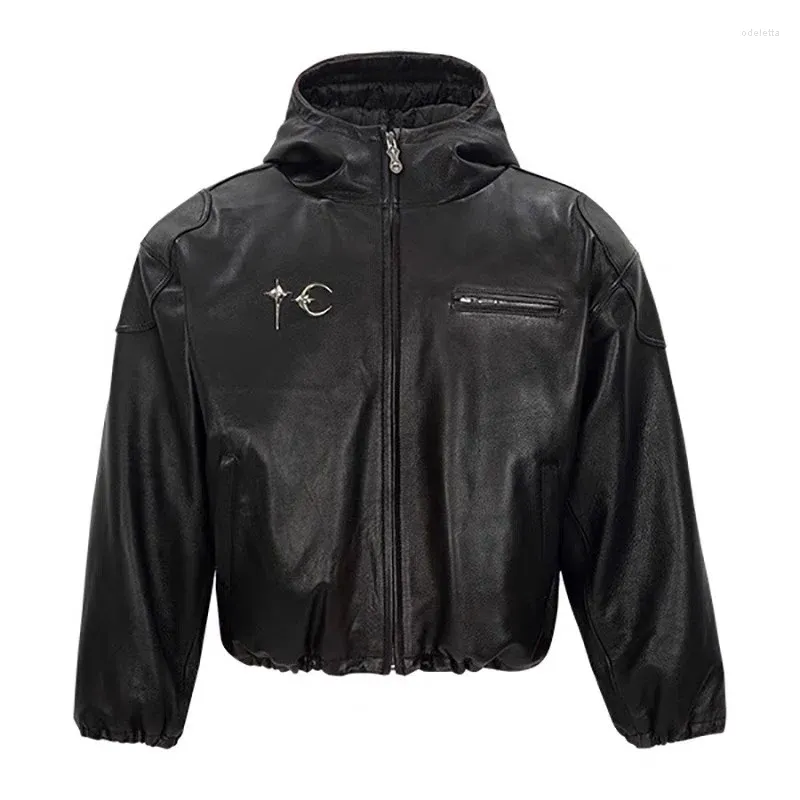 Gacche da uomo 2024 uomini METAL THUG CLUB CLE PU LEATHERS ZIPPERS BOMBER COATS / CAMPILE DOUND COTONE CALDO INVERNO CALDO DELLA TUTTA 1 2 3 #745