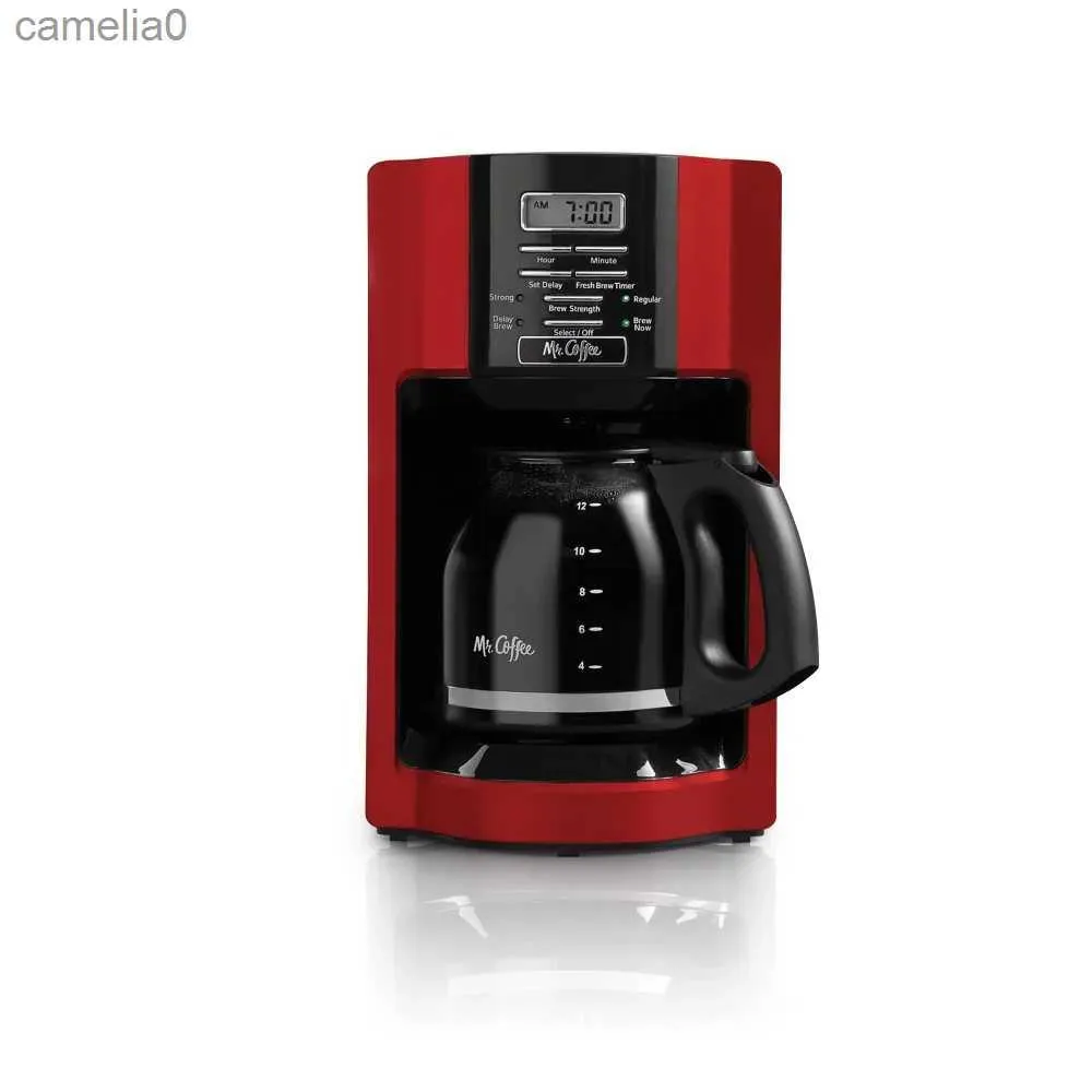 Cafeteiras 12-Cup Cafeteira Programável Rapid Brew Red Coffee Maker MachineL231219