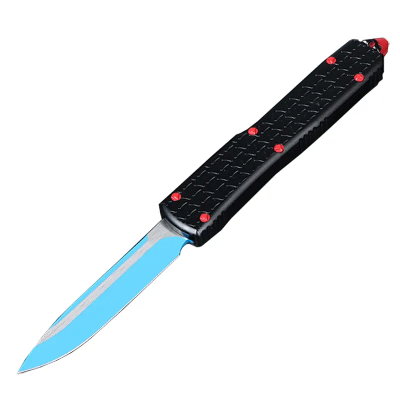 High End M7692 Auto Tactical Knife D2 Titanium Coating Blade CNC 6061-T6 Handtag EDC Pocket Gift Knives med nylonpåse