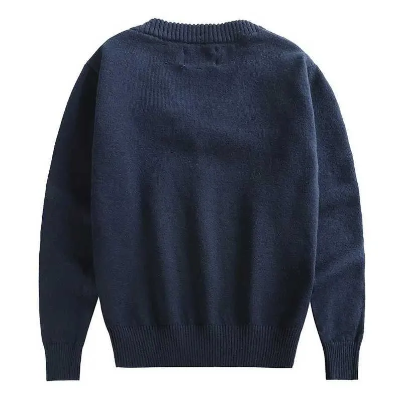 Pullover 4-17 år unisex marinblå tröja för pojkar barn ytterkläder 100% bomull 4 5 7 9 11 13 15 17 år gamla barn kläder obw225139 l23121511