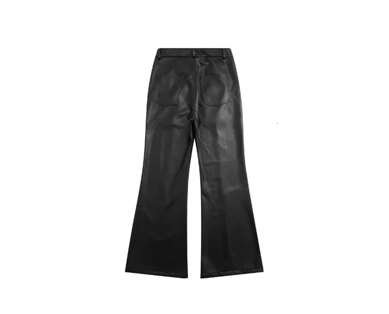 DHgate.com:Black Soft PU Leather Flare Pants for Men: High