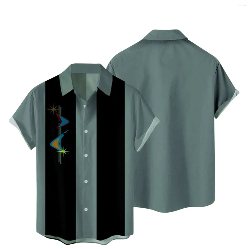 Camisas casuales para hombres Camisa de manga corta para hombres Blusa estampada de gran tamaño Botón con cuello vuelto Primavera Verano Tops Ropa diaria Ropa masculina