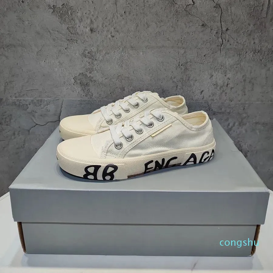 Save Big on Bulk Canvase Shoes Balencaigashoe Casual Paris Designer Canvas  Shoes Shoes Vintage Classic Black And White Pink Water Dyed High Trailer