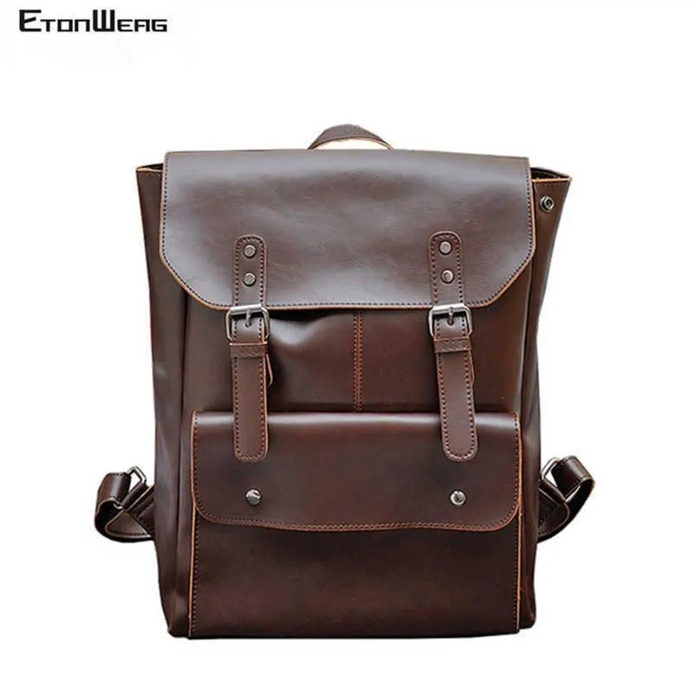 Briefcases Business office Laptop Backpack Men Multifunction School bags Designer PU Leather backbag women Travel bag pack Casual 255A