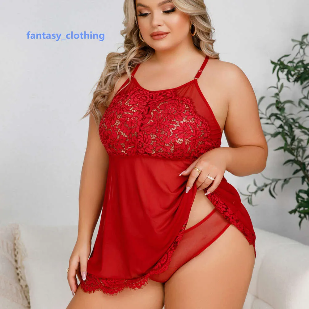 New Arrival Sexy Night Dress Fat Woman Temptation Plus Size Plus Fat Lace Nightdress Transparent Female Erotic Lingerie