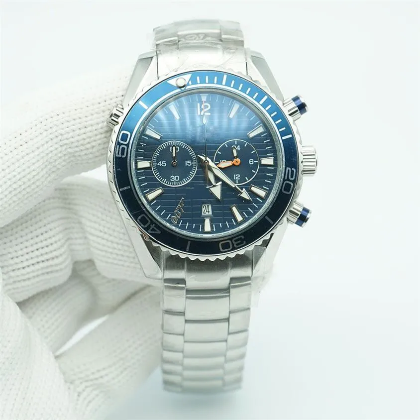 Planet Miernik Limited Blue 007 Watch Zegarek 44 mm kwarc Chronograph Ocean Diver 600M ze stali nierdzewnej