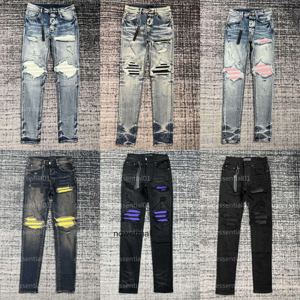 Blue amari amirl amirlies am Hose amis imiri amiiri AM Vintage Designer Jeans für Herren Slim Hosen Mode Hiphop Ripped Fit Denim Trend Lange Hose Stretch Casu DHVV