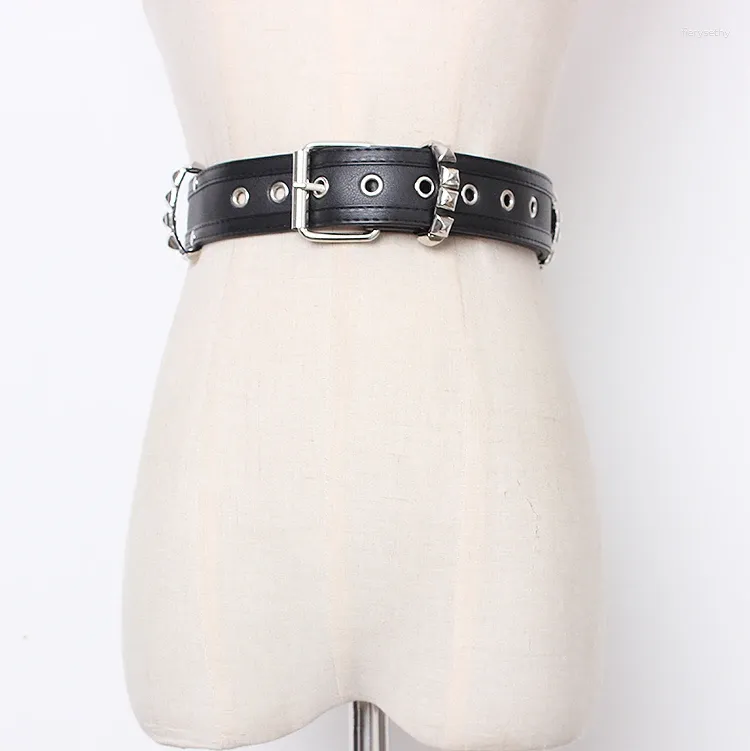 Ceintures femmes piste mode cuir PU Punk Rivet Cummerbunds femme robe Corsets ceinture décoration large ceinture TB1584