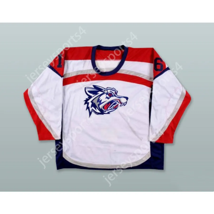 Maglia da hockey bianca personalizzata DAVID HYMOVITZ 16 ELMIRA JACKALS NUOVA cucitura superiore S-M-L-XL-XXL-3XL-4XL-5XL-6XL