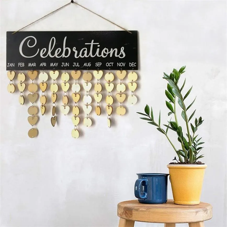 Wood Birthday Reminder Board Plaque Sign Family DIY Calendar Home Decor313F