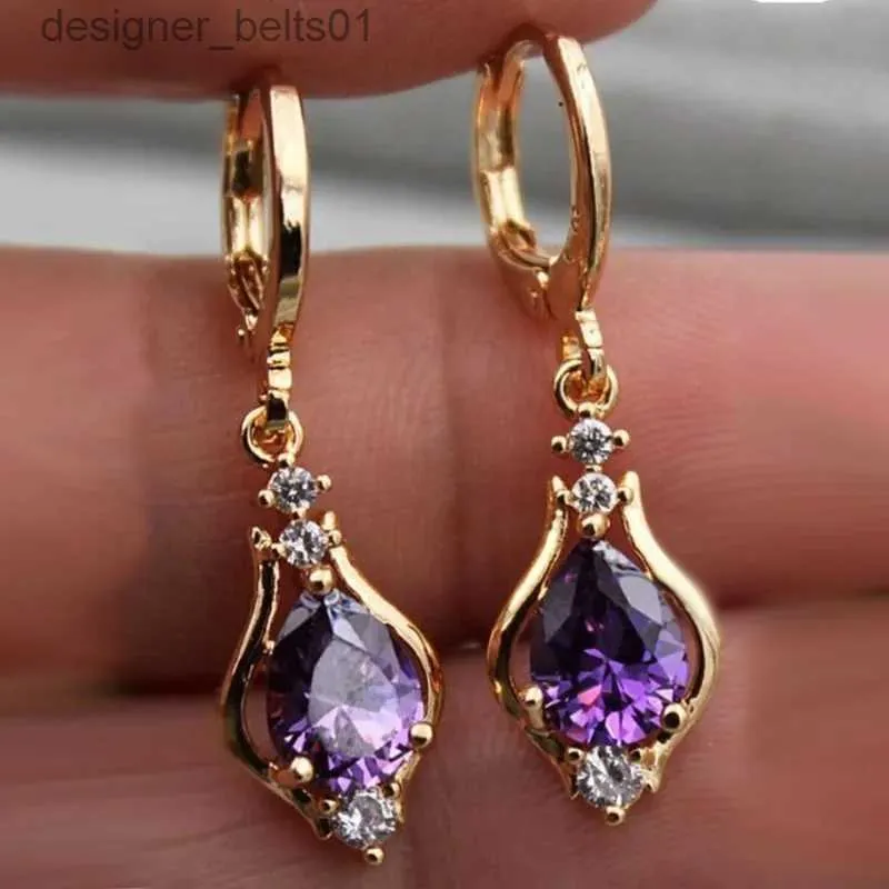 Dangle Chandelier Teardrop She Zircon Décor Dangle Boucles D'oreilles De Luxe Janese/Style Coréen En Alliage De Zinc 24K Plaqué Or Bijoux Femme CadeauL231219