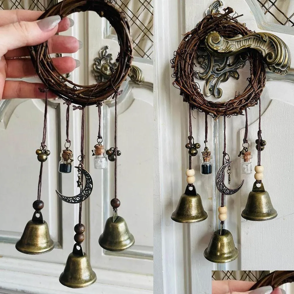 Garden Decorations Witch Bells Protection Door Hangers Wind Chimes Wreath Handmade Hanging Wiccan Magic For Home 230418 Dro HomeForavor Dh5ta