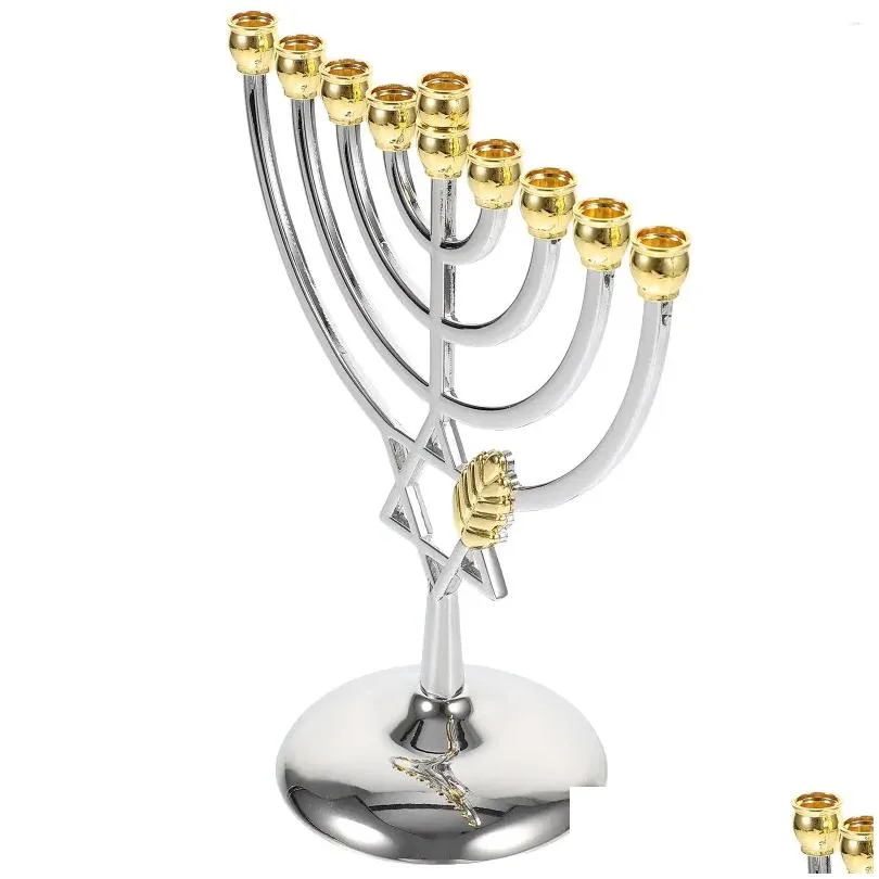 Portacandele Portacandele ebraico Ramo Candeliere Ornamento per feste in metallo Anno nove Consegna a goccia a testa Giardino domestico Dhcxv