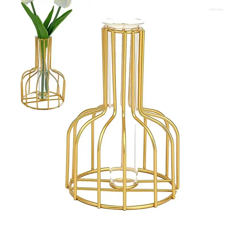 Vases Metal Flower Vase Flowers Stand Elegant Glass Desktop Decor Centerpiece For Arrangements