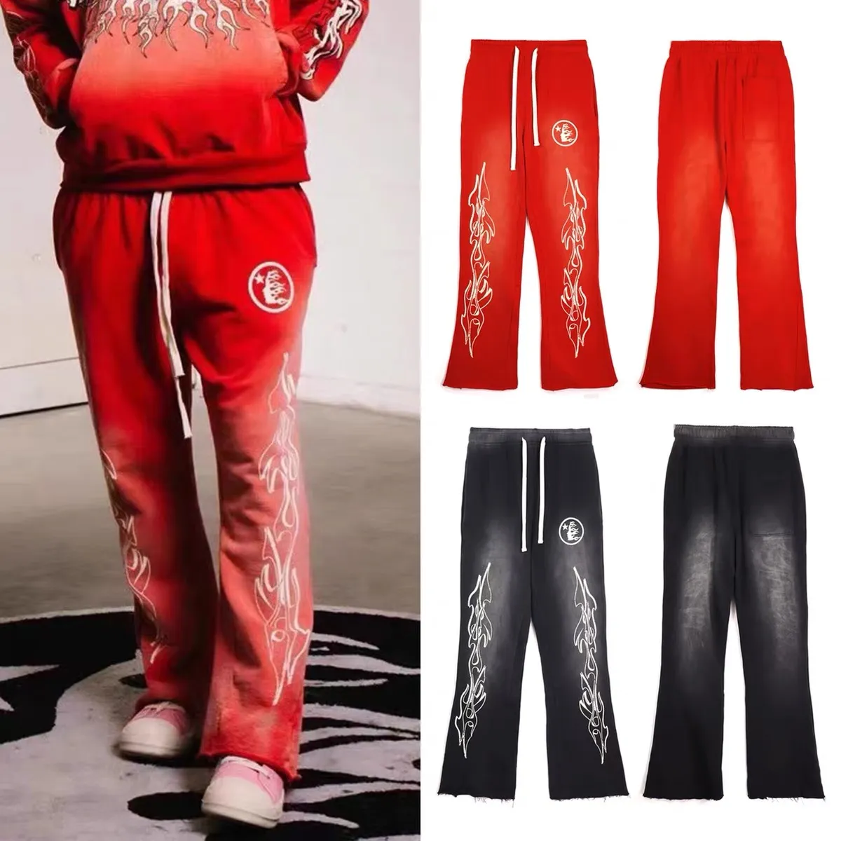 Fashion Trend hellstar hoodie Red y2k tracksuit Men's