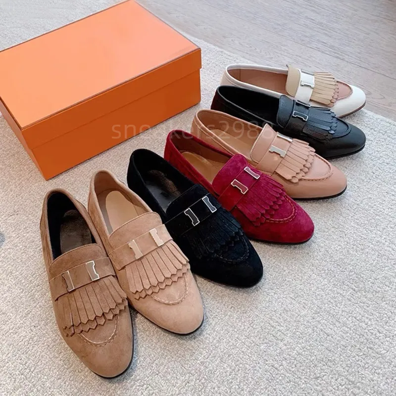 Klassiska plattskor designer klänningskor loafers 100% autentisk kohud metall spänne läder bokstav casual skor mulor princetown kvinnor lata skor