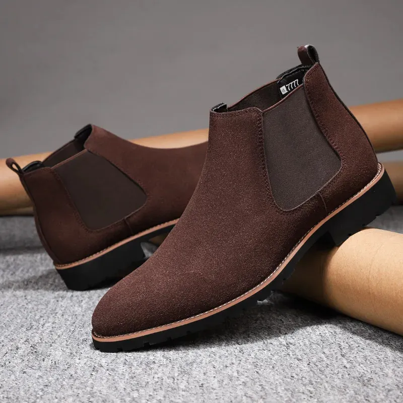 Botas homens chelsea marca de luxo negócios masculino casual tornozelo para sapatos masculinos alta qualidade estilo britânico vestido hombre 231218