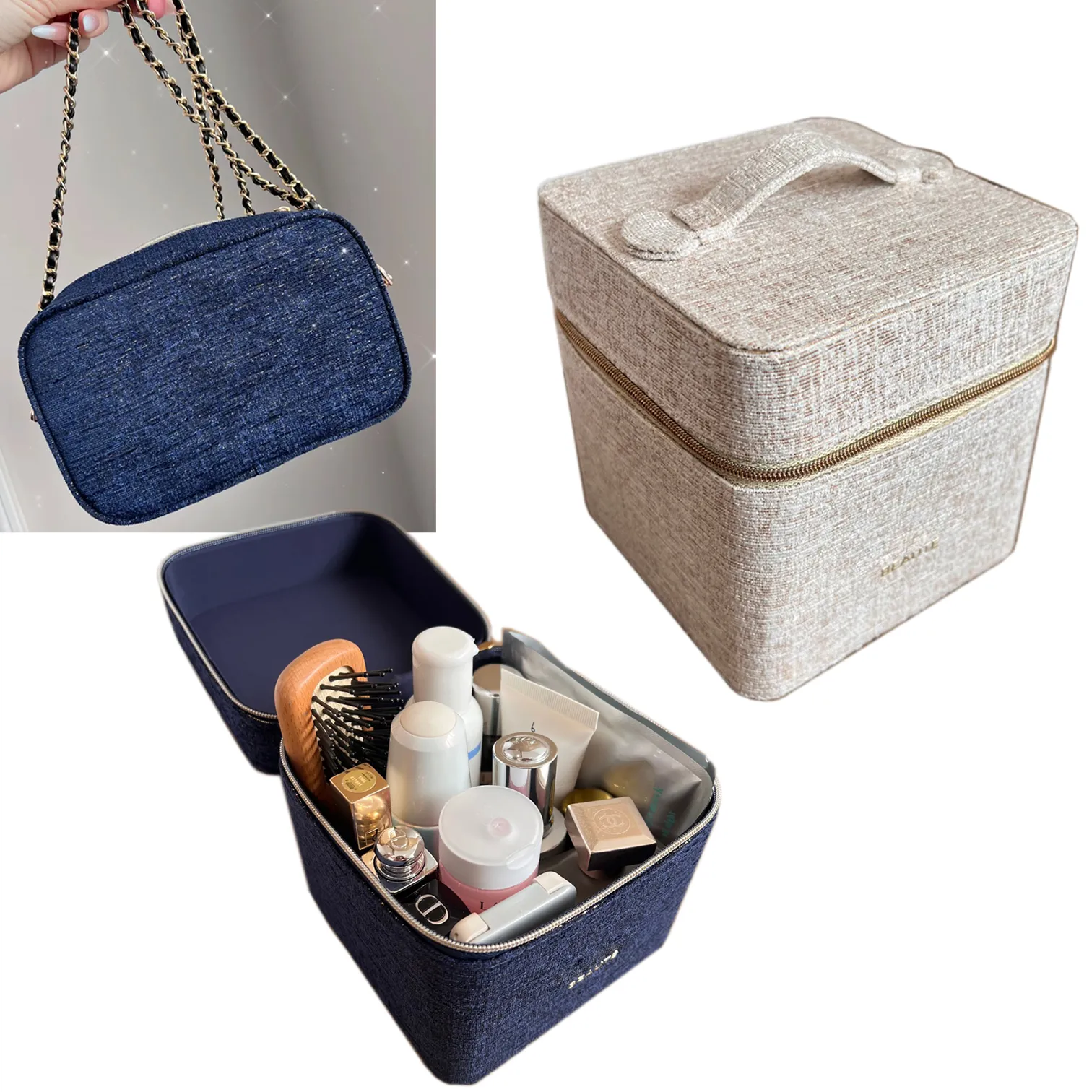 Kerst Designer Vrouwen DIY Schouderdoos Tas Patroon C Cosmetische Borstel Emmer Schoonheid Lippenstift Organizer Box Telefoon Opbergtas Met Geschenkdoos