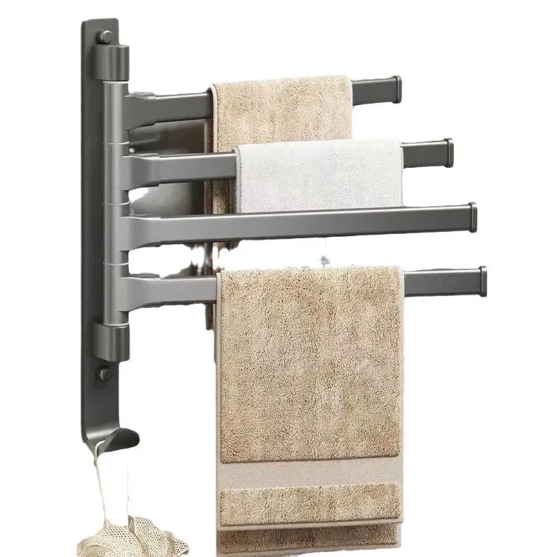 Racks Non punching bathroom rotating multi pole towel rack, movable bathroom hanging rack, storage rack, hanging pole air drying