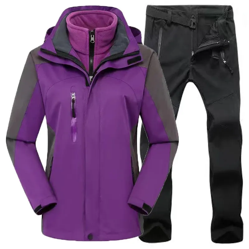 Autres articles de sport Femmes Hiver 3 en 1 Costumes imperméables Ski Chaud Trekking Randonnée Escalade Vestes d'extérieur Thermique Camping Sport Pantalon Polaire 231218