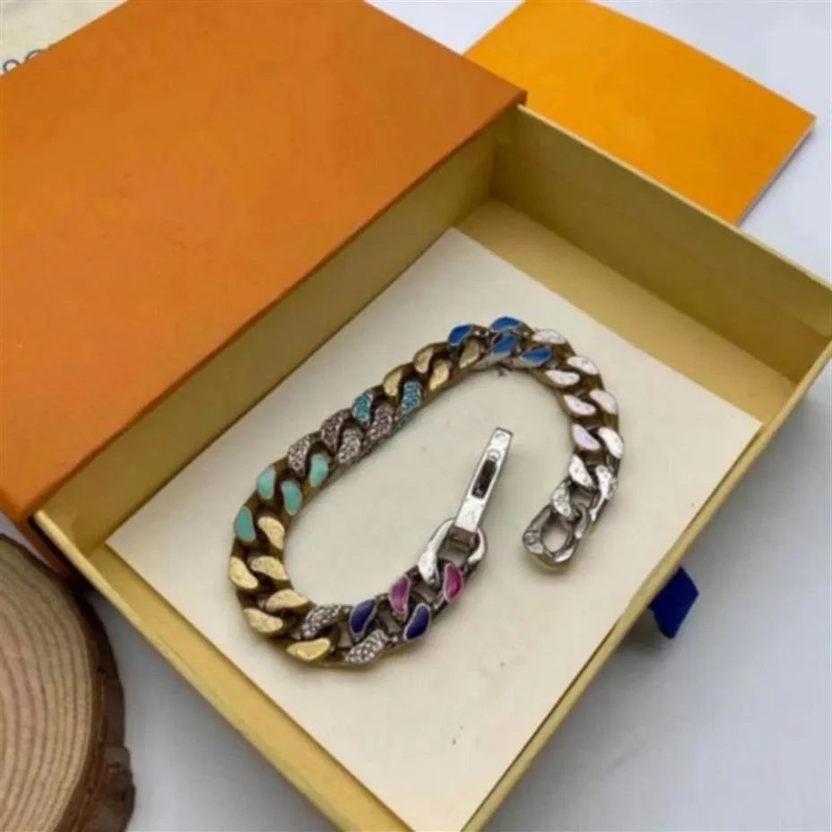 Najnowsza premiera francuskie mistrzowie zaprojektowane luksusowe bransoletki łańcucha bransoletki łatki kolorowy bransoletka naszyjnik biżuteria 299e