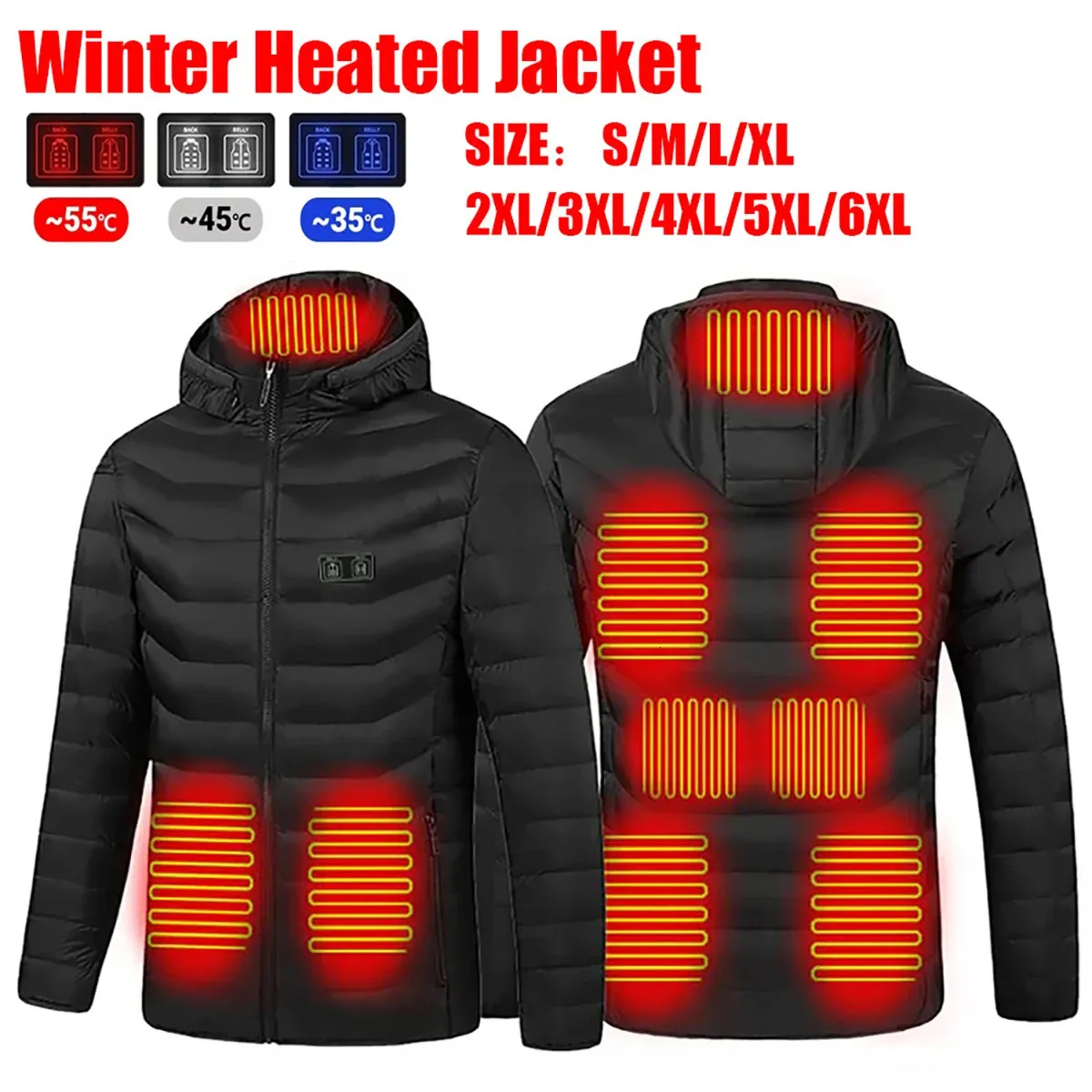 Men's Hoodies Sweatshirts 11 Areas Heated Jacket USB Men''s Winter Outdoor Electric Heating Jackets Warm Sports Thermal Coat Clothing Heatable Vest 231218