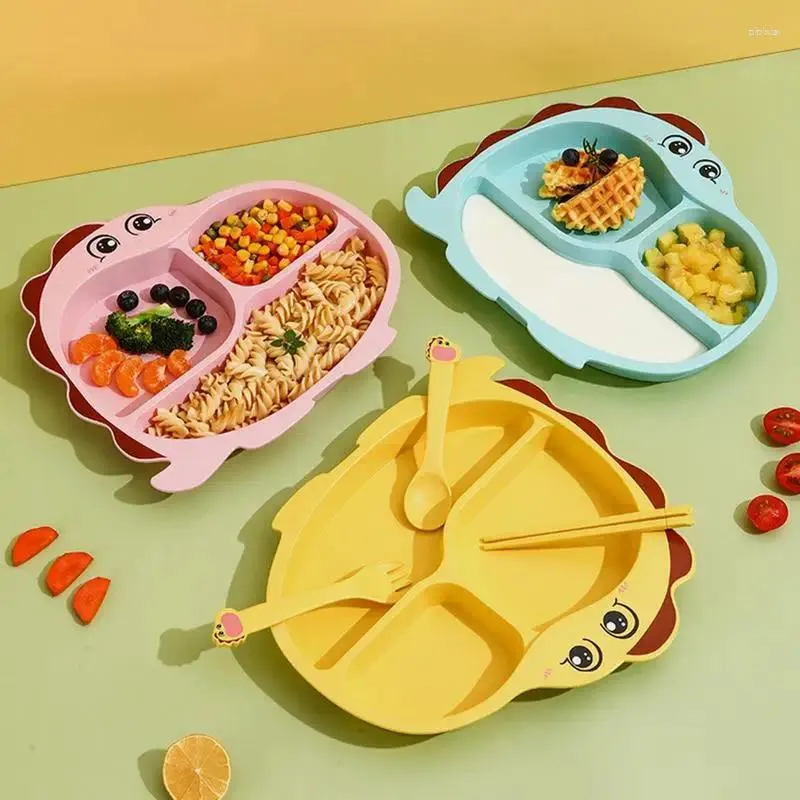 Тарелки Детская обеденная тарелка Мультяшная посуда с отделениями для еды Инструменты для еды с ручкой