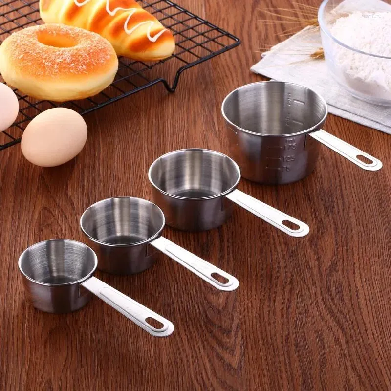 Measuring Tools 4Pcs/set Stainless Steel Cup Coffee Spoon Milk Powder With Scale Kitchen Baking Tool Set