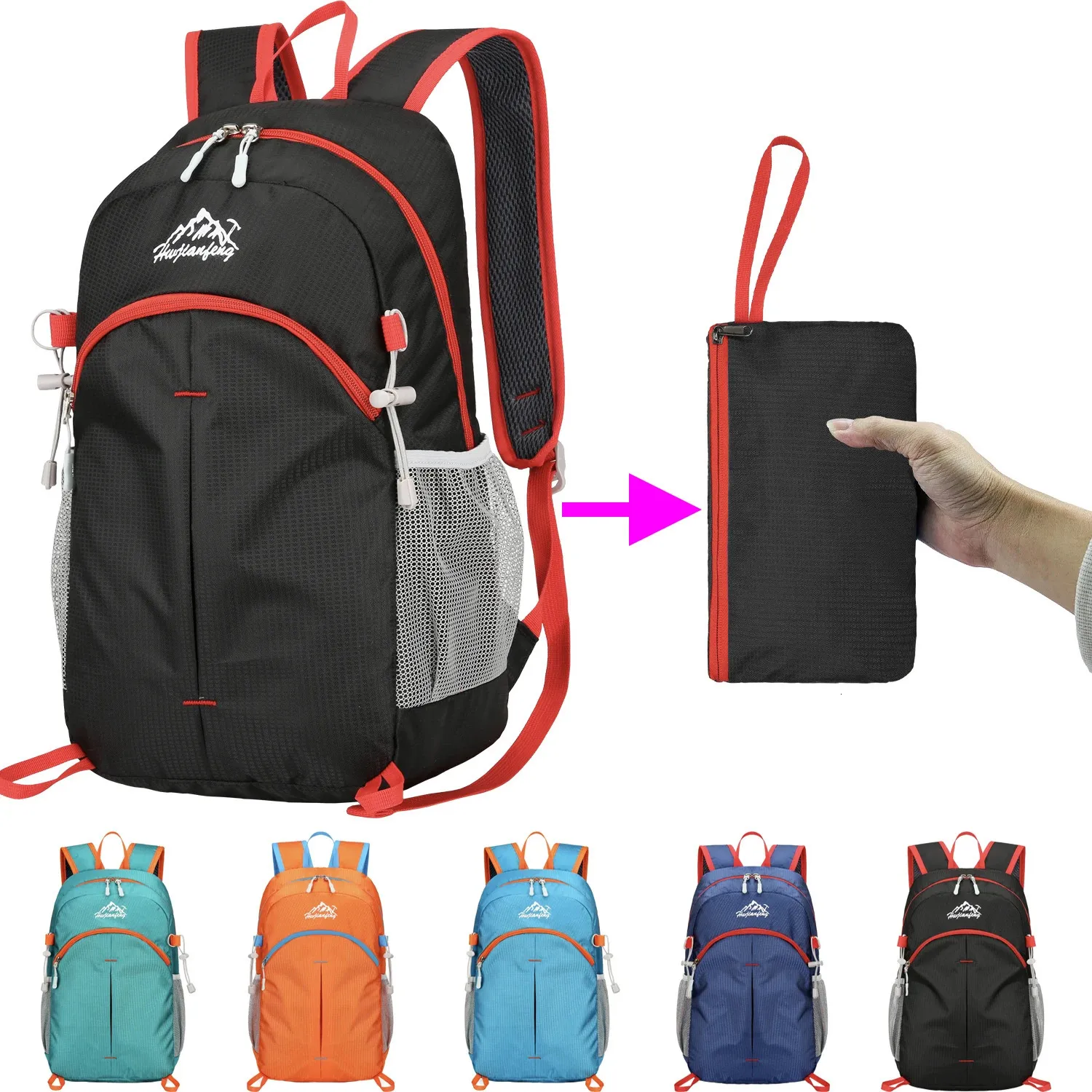 Sacos ao ar livre 18L Portátil Dobrável Mochila Dobrável Saco de Montanhismo Ultraleve Escalada Ao Ar Livre Ciclismo Viagem Mochila Caminhadas Daypack 231218