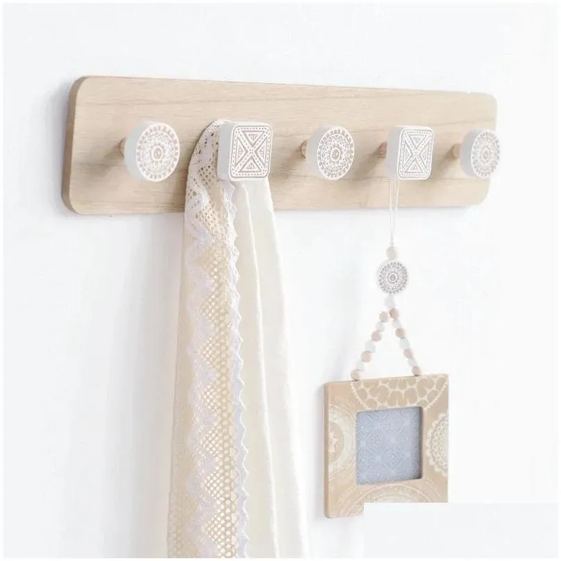 Hangers Racks Wall Mounted Coat Rack Entryway Hanging Wood With 5 Hooks Rail For Scarf Bag Towel Easy To Use Drop Delivery Home Garden Otcki