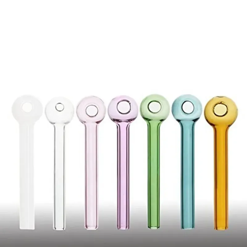 Oil Burner Pipe Shape Tube Wedding Birthday Party Reusable Glass Drinking Straws High Quality Random Color