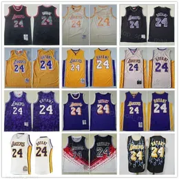 Basketball Retro Mitchell and Ness Jerseys Breathable Sport Fans Team Color Yellow Purple White Black Beige Blue Vintage Stitch High Uniform